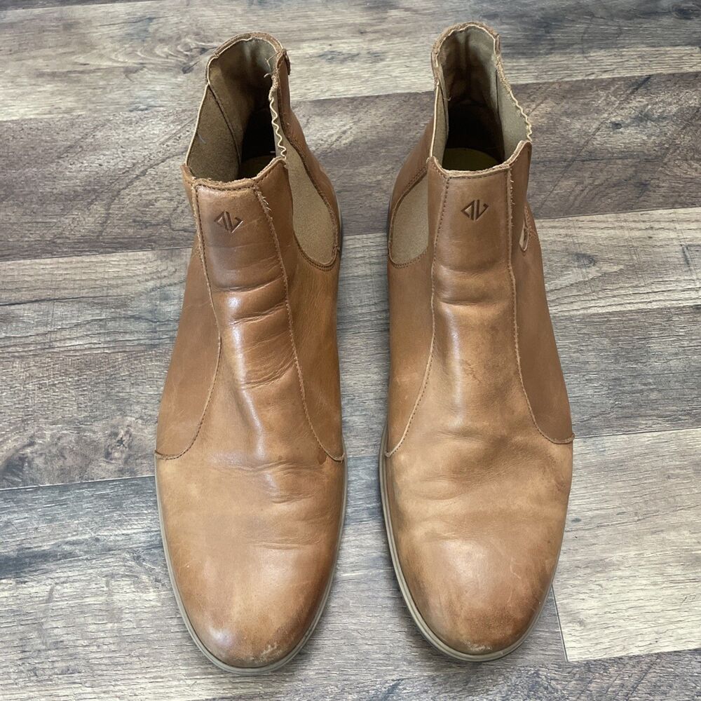 Amberjack Tan Leather Chelsea Ankle Boots Pull On Round Toe for Men Sz 11.5